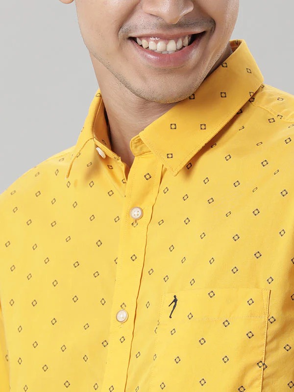 Indian Terrain Men All Over Print Yellow Shirt